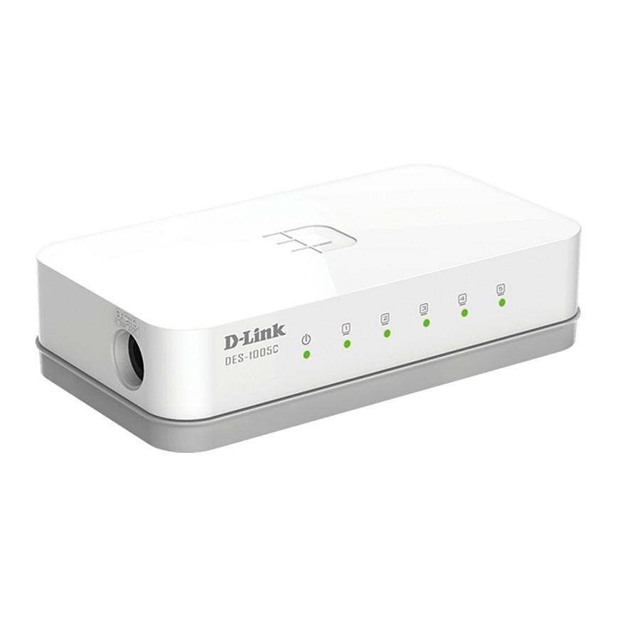 Switch D-Link DES-1005C/E, 5 porta Fast Ethernet RJ45, 10/100Mbps, Switching Capacity 1Gbps, Unmanaged, pa ventilator - Bardhë - 2