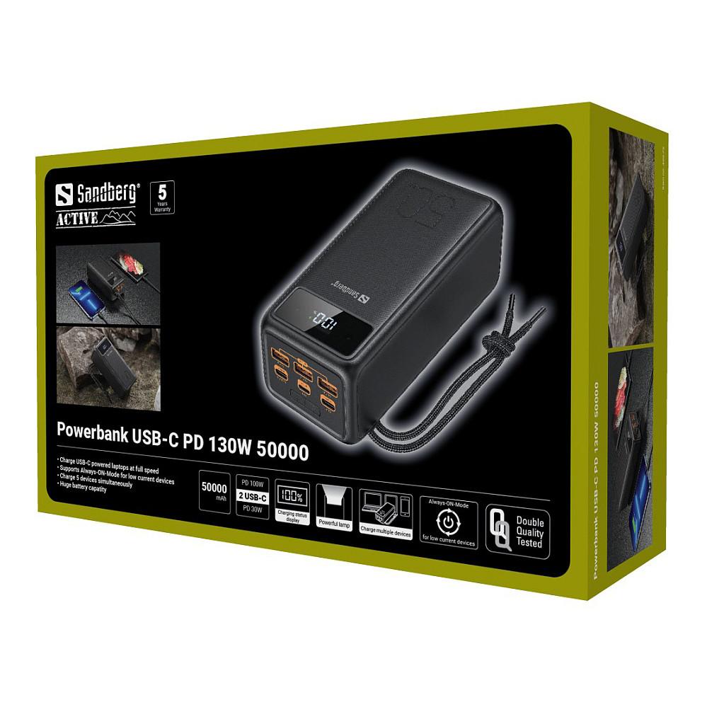 Powerbank Sandberg USB-C PD 130W 50000 / 50.000mAh / 130W / 2x USB-C + 3x USB-A / PD - Zezë - 11