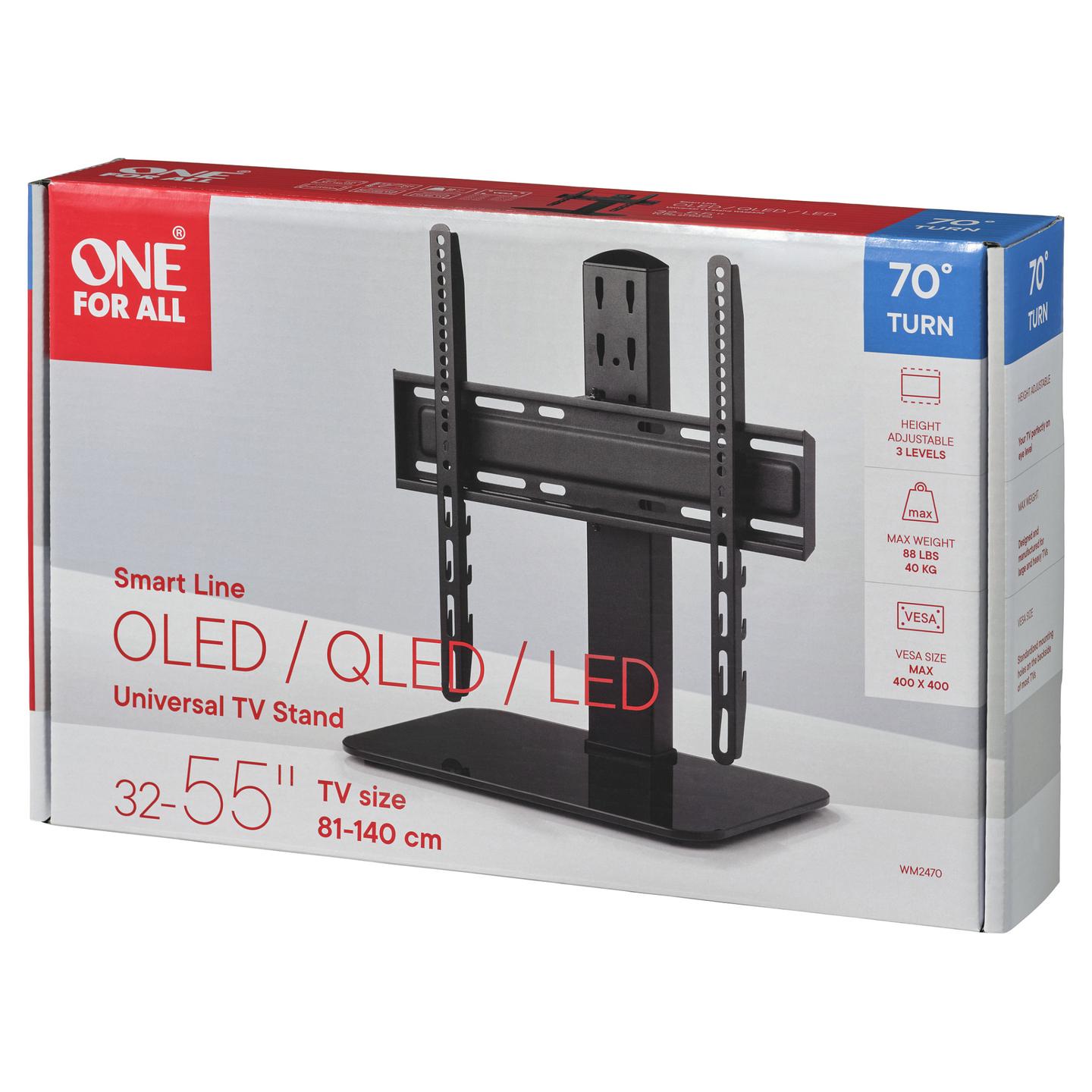 Mbajtëse për TV One For All WM 2470 / 32"-55" / 40kg / Tavolinë / Swivel 70° / Rregullim Lartësie - Zezë - 8