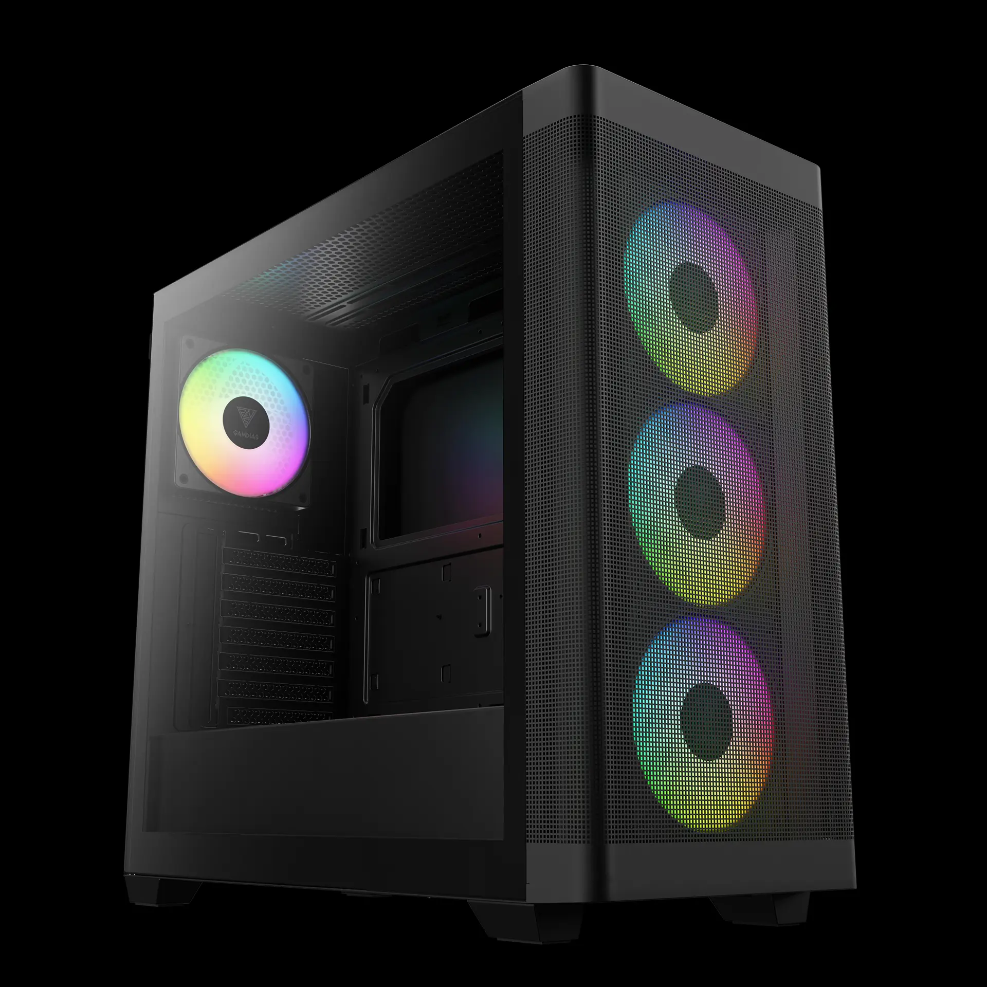 Kasë GAMDIAS ATHENA M3 / Mid-Tower / E-ATX / 4x 120mm ARGB Fan / Tempered Glass - Zezë - 2