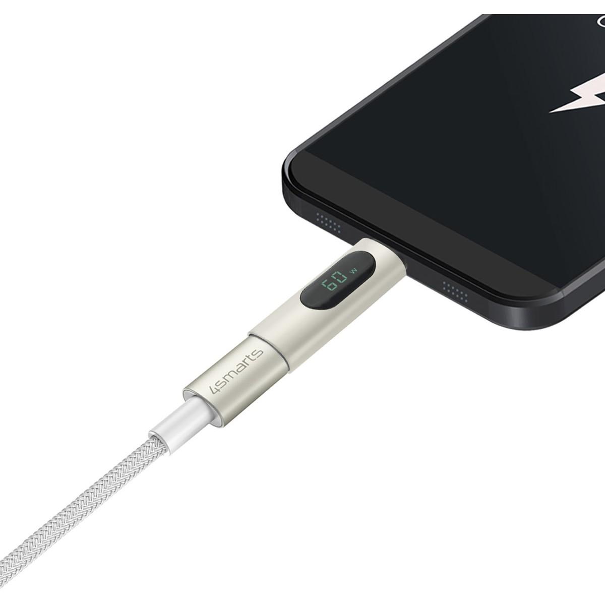Kabllo USB 4smarts PremiumCord / USB-C / 60W / 0.5 m + 1.5 m + 3 m / Digit Adapter / Koppler - Bardhë/Argjend - 3