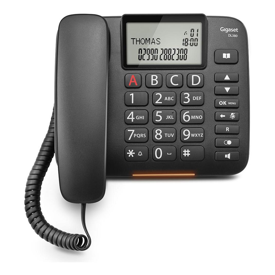 Telefon i Thjeshtë Gigaset DL380, analog, me kabllo, ekran LCD monokrom - Zezë - 7