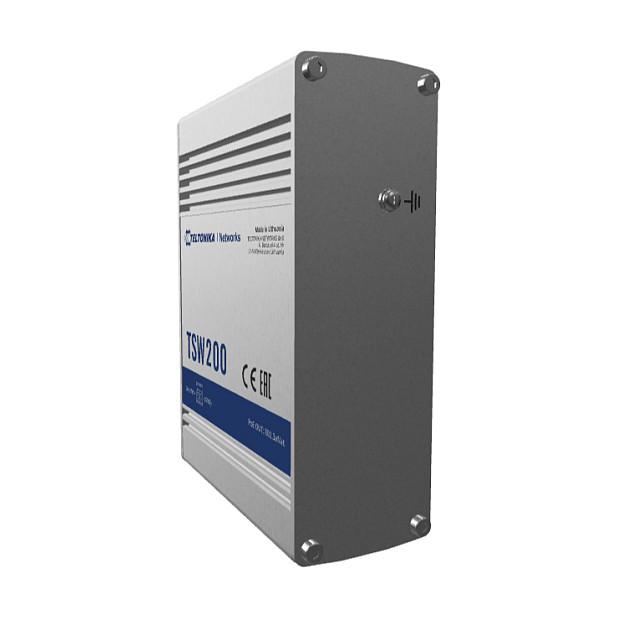 Switch Industrial Teltonika TSW200, 8x Gigabit Ethernet RJ45 PoE+, 2x SFP, PoE 240W, 20Gbps, IP30 - Hiri - 4