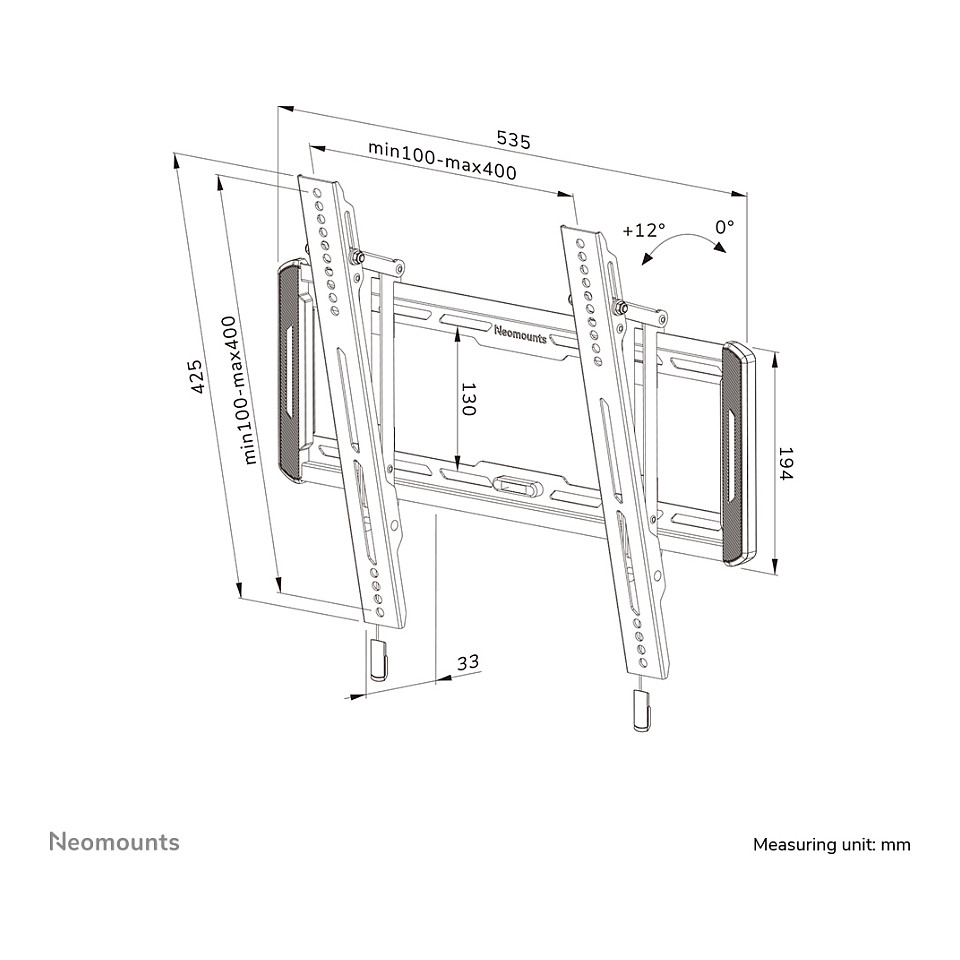 Mbajtëse për TV Neomounts WL35-550BL14 / 32"-75" / 50kg / VESA 100x100-400x400 / Inklinim 12° - Zezë - 20