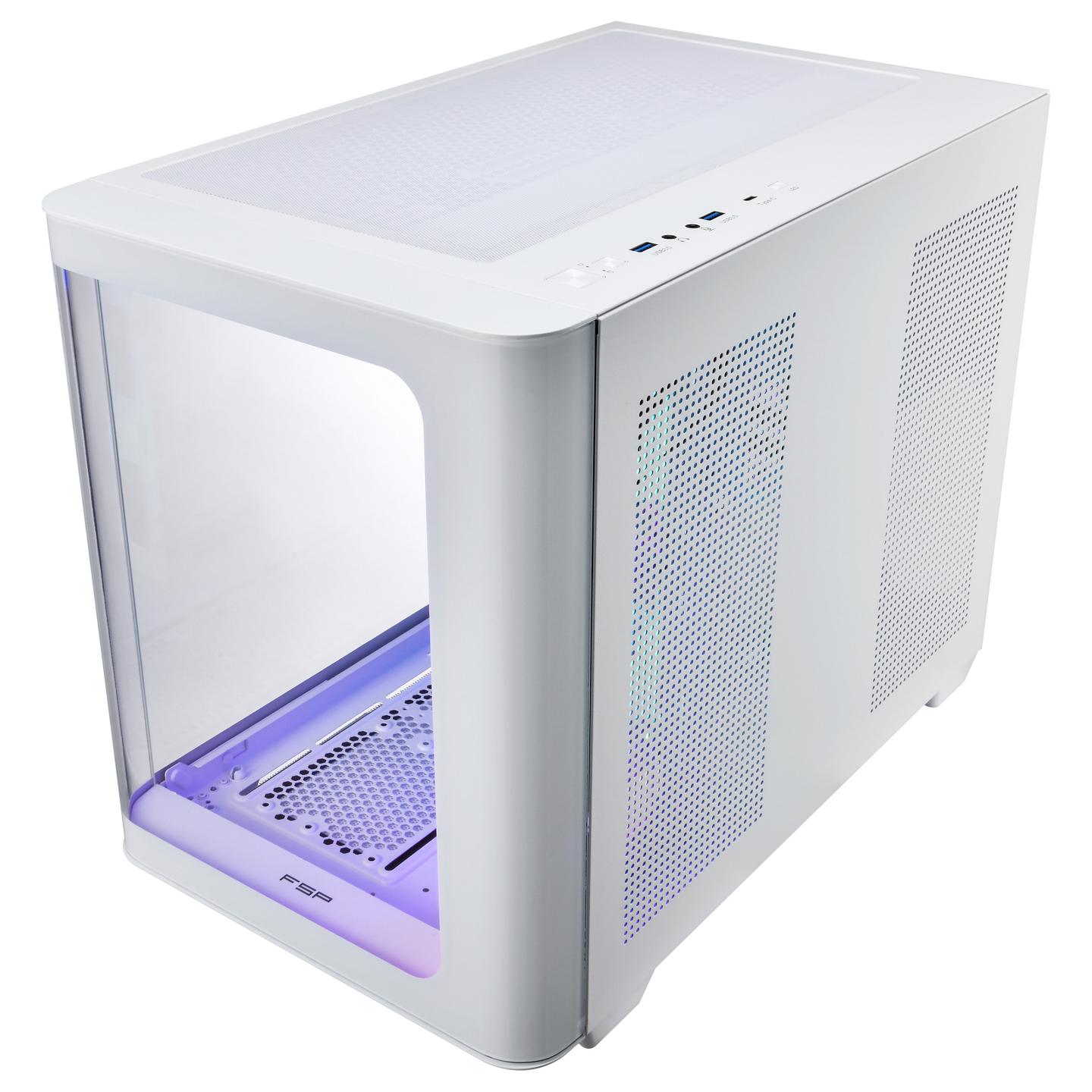Kasë FSP S380 / Micro-ATX Mid-Tower / 2x120mm Reverse ARGB (Anë) + 1x120mm ARGB (Prapa) / 2xUSB Type-A + USB Type-C / Xham i Temperuar i Lakuar – Bardhë - 6