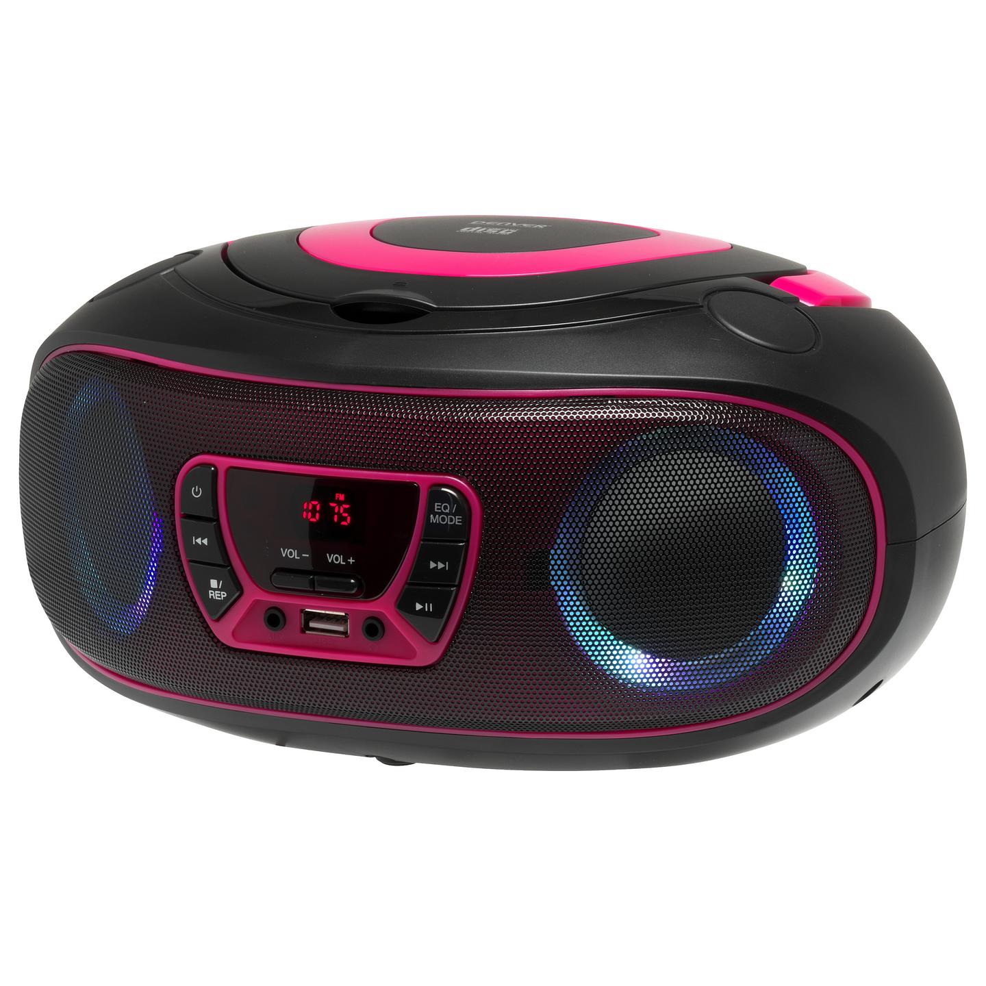 Altoparlant Denver TCL-212BT, CD, FM Radio, Bluetooth, USB, AUX, 4W RMS, LED - Zezë/Rozë - 5