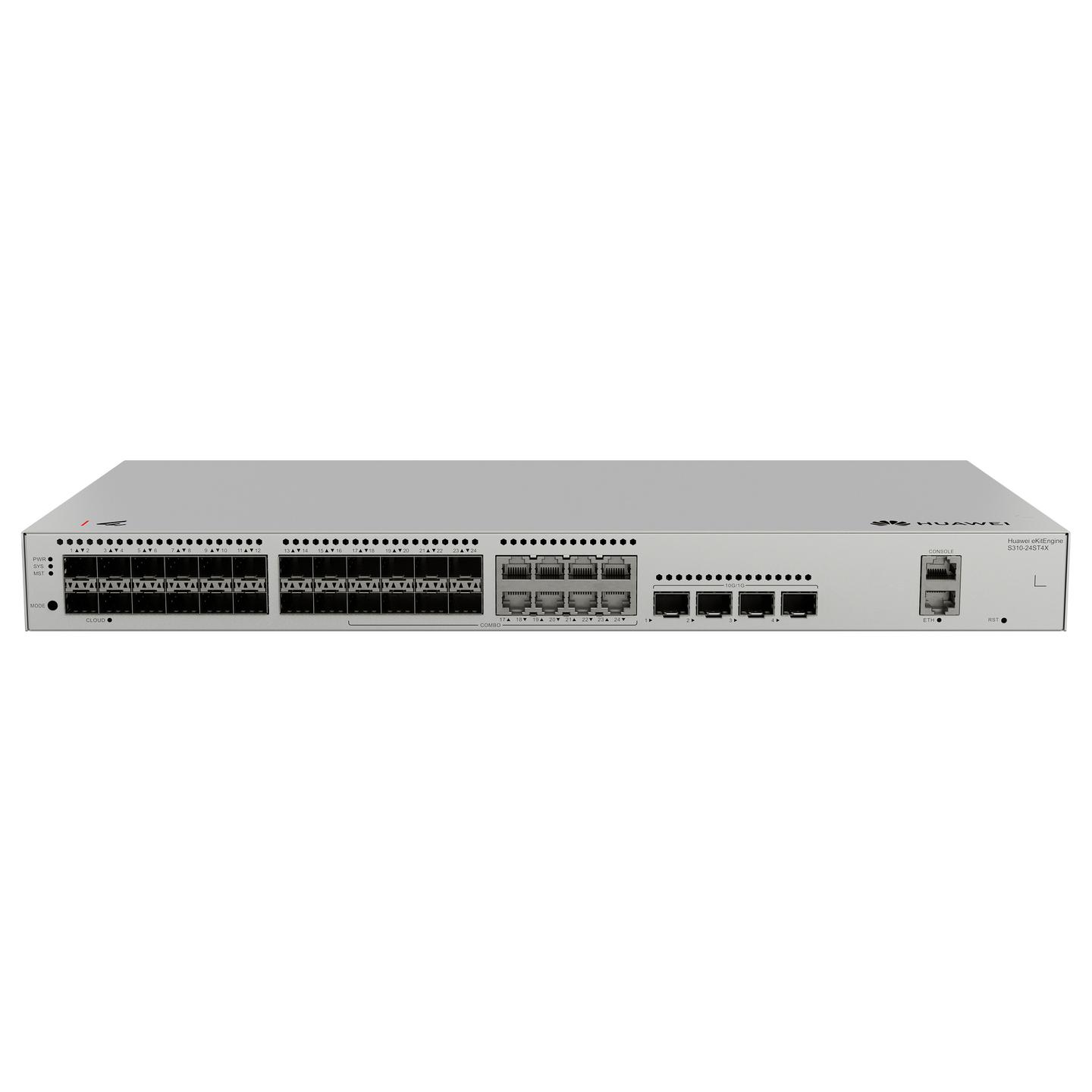Switch Huawei eKitEngine S310-24ST4X, 16x Gigabit SFP, 8x Gigabit RJ45/SFP Combo, 4x 10G SFP+, 128Gbps, Layer 3 Managed, Rack 1U - Hiri - 4