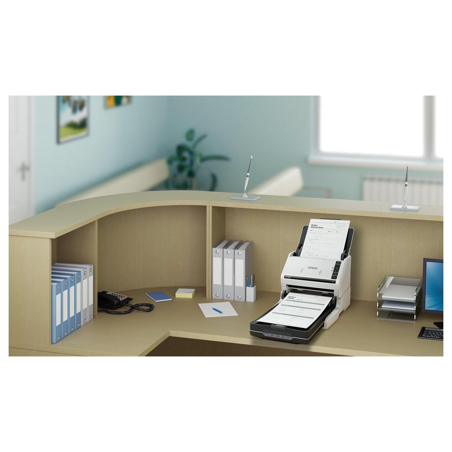 Skaner Epson WorkForce DS-530III / A4 / CIS / 600 × 600 DPI / Duplex / 40 ppm / ADF 60 Fletë / 6500 Faqe/Ditë / USB 3.2 - Bardhë - 12