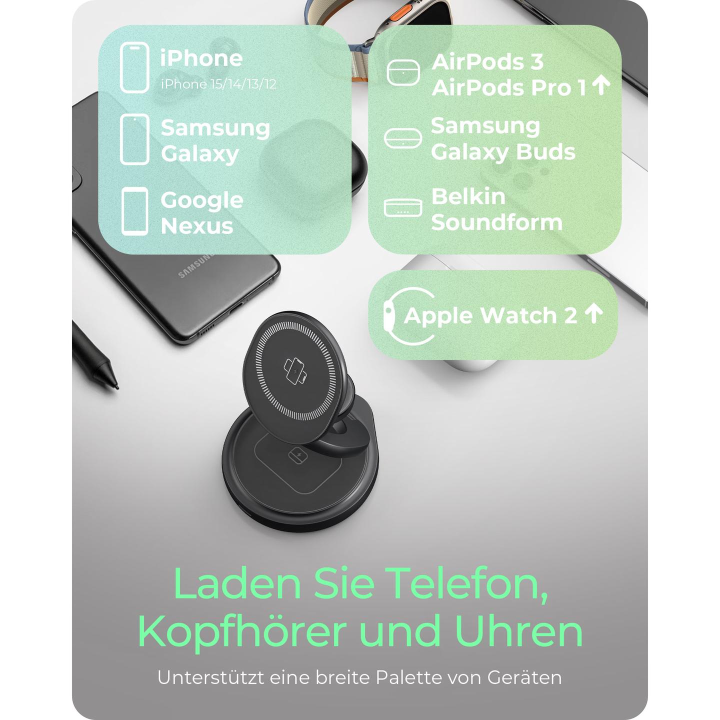 Karikues Pa Kabllo ICY BOX IB-SH101-CH / 3 në 1 / 15W / USB-C - Hiri - 6