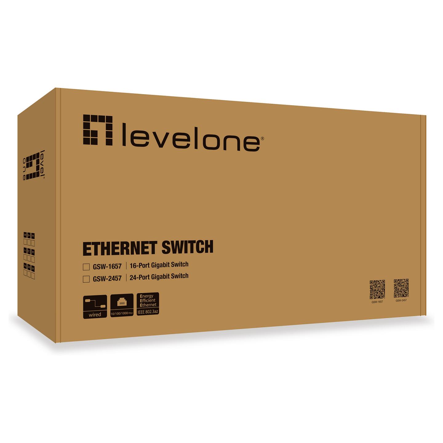Switch LevelOne GSW-2457, 24× Gigabit Ethernet RJ45, Unmanaged, 48Gbps, Rackmount – Hiri - 3