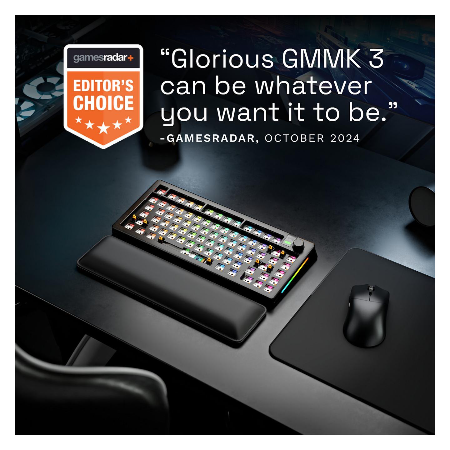 Tastierë Gaming Glorious GMMK 3 Pro / 75% / Barebone / Hot-Swap / ANSI / USB-C - Zezë - 6