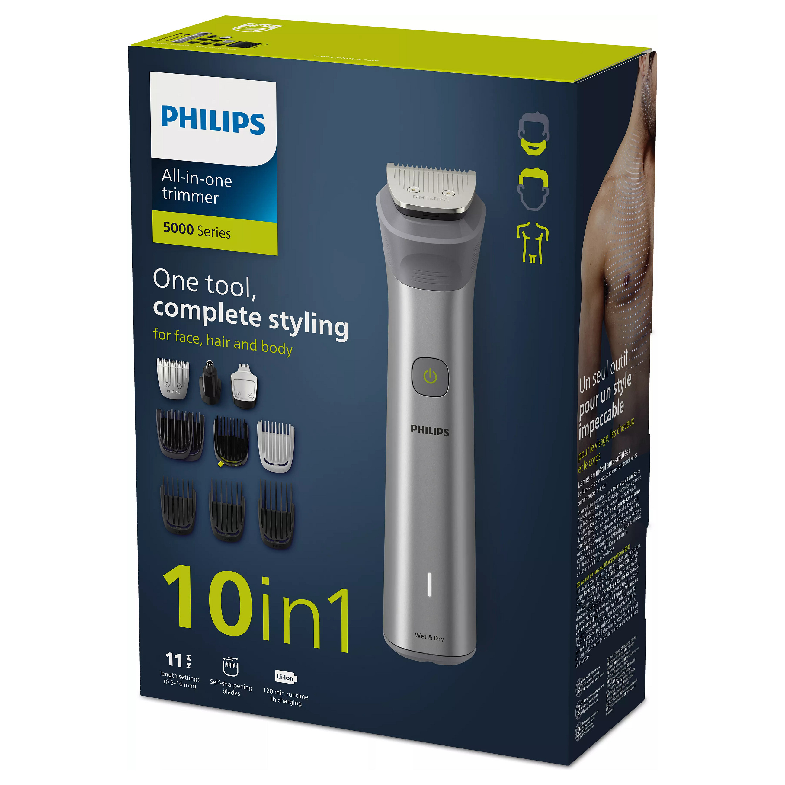 Makinë e rrojës Philips Series 5000 MG5920/15 / All-in-One 10-in-1 / BeardSense / 0.5–16mm / 120min / Wet & Dry – Gri - 5
