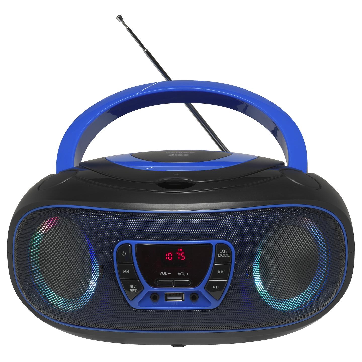 CD Player portativ Denver TCL-212BT, Bluetooth, FM, 4W, Jack 3.5 mm - Zezë dhe Blu