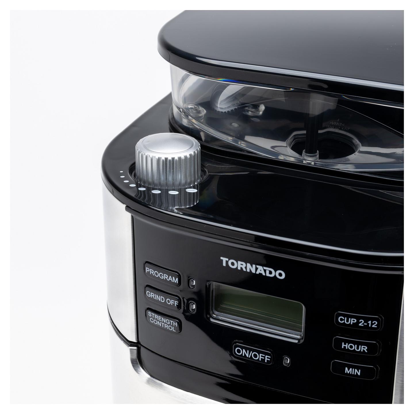 Aparat për Kafe me Filtër TORNADO TCM-1025A-GS, Mulli Konik, 1050 W, Rezervuar 1.5 L, 12 Filxhanë – Zezë/Argjend - 17