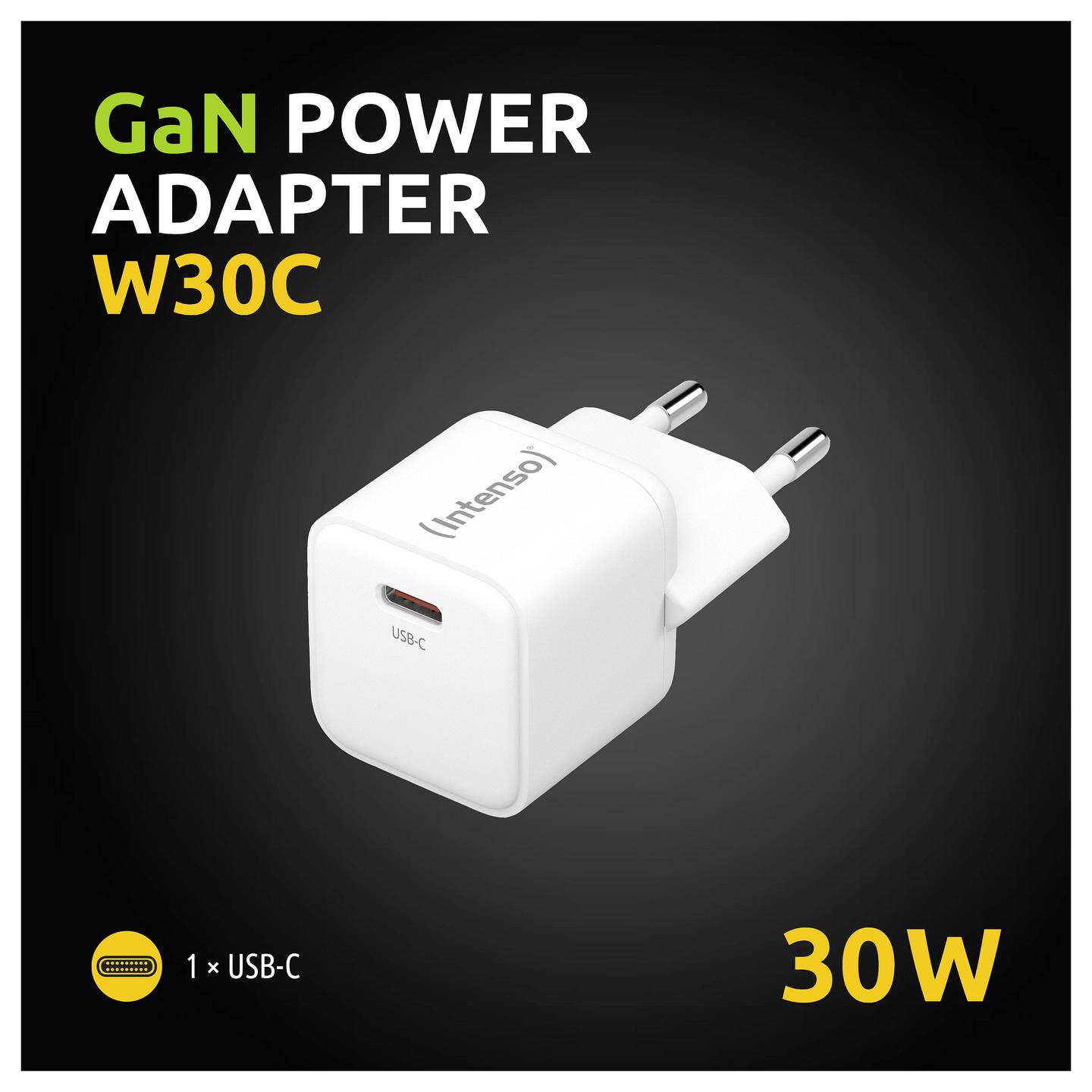 Adapter Intenso W30C GaN / USB-C / 30W / PD 3.0 / PPS / QC 4.0 - Bardhë - 5