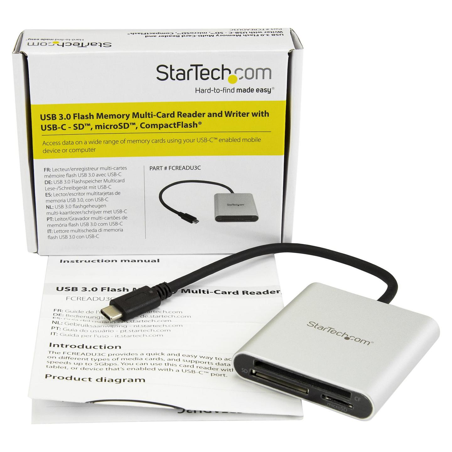Lexues Kartelash StarTech.com FCREADU3C / SD / SDHC / SDXC / microSD / microSDHC / microSDXC / CF / MMC / USB 3.2 Gen 1 / USB-C / 5 Gbit/s - Zezë & Argjend - 5