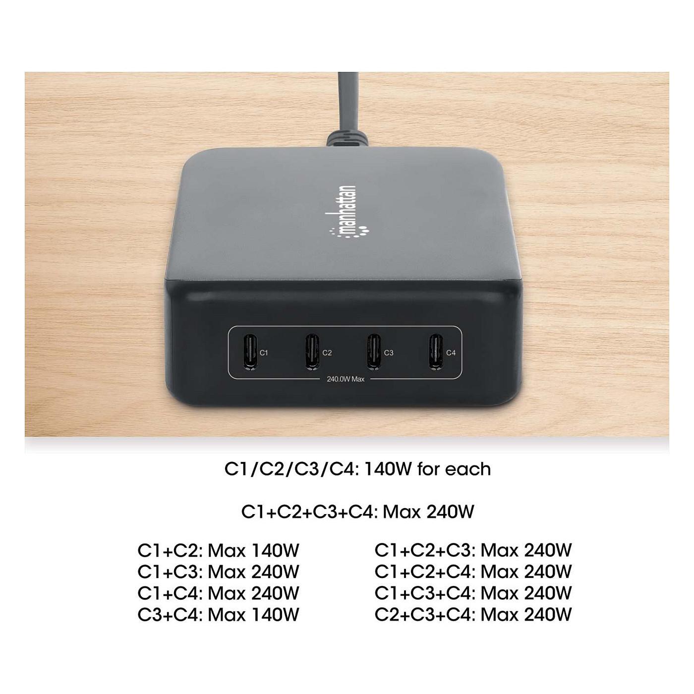 Karikues Manhattan 102667, GaN, 4x USB-C, Power Delivery 3.1, 240W - Zezë - 5