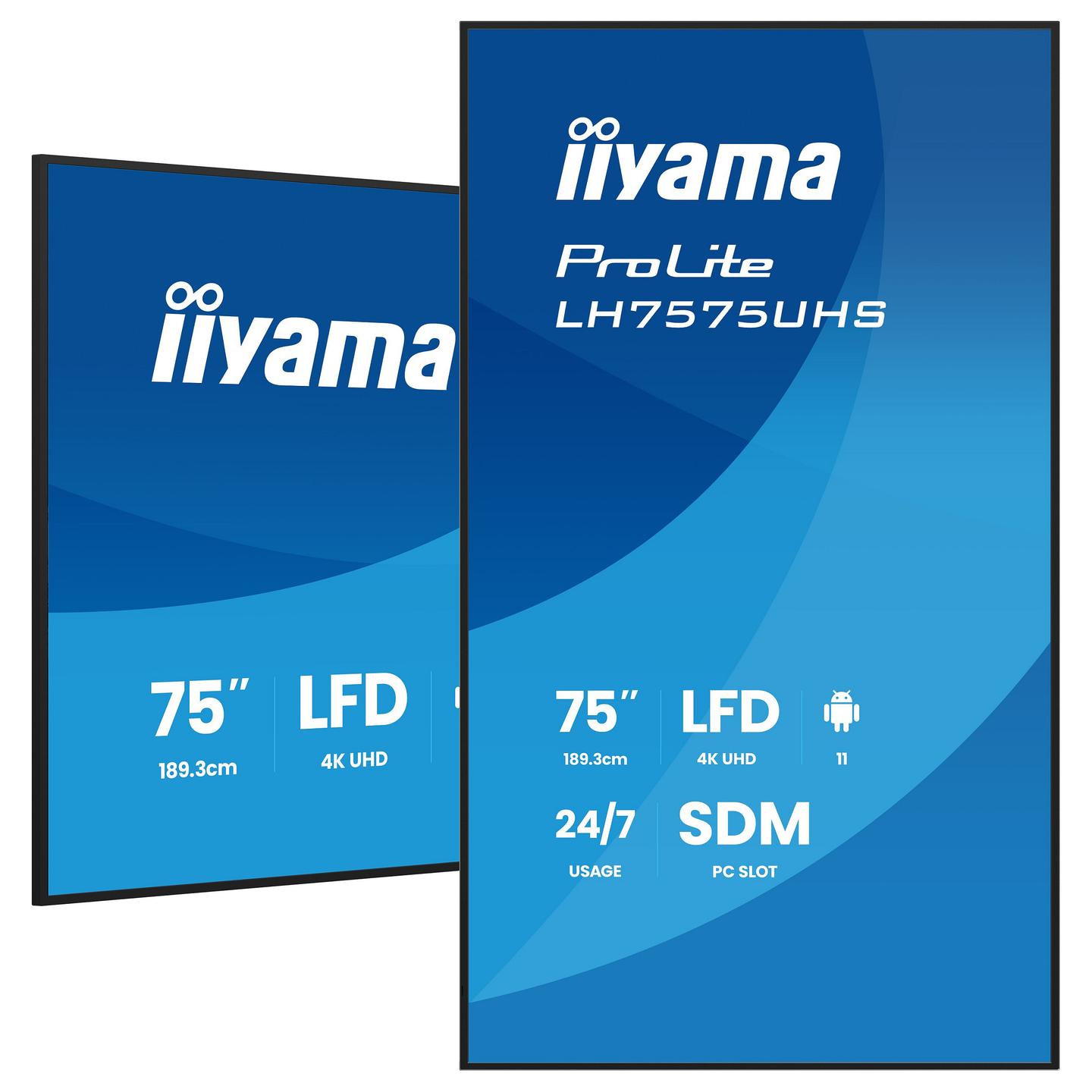 Digital Signage iiyama ProLite LH7575UHS-B2AG, 75", 4K UHD, IPS, 4GB, 32GB, Wi-Fi, 3xHDMI, DisplayPort, USB - Zezë