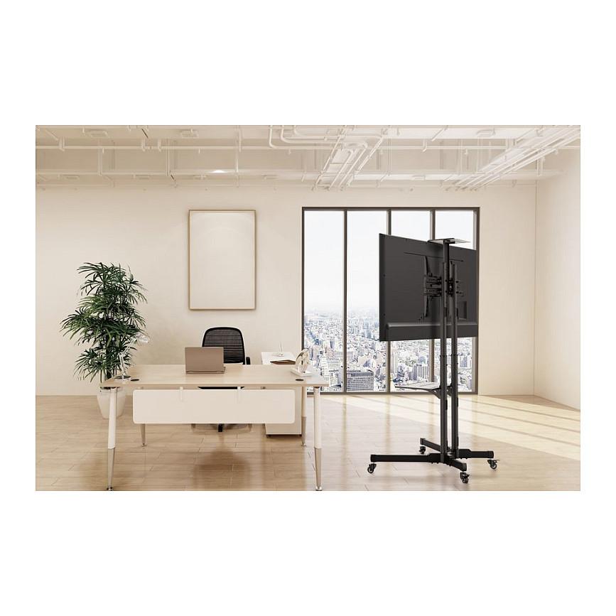 Mbajtëse për TV Equip 650603 , 37–75" , deri 50kg , Karrocë Mobile , e rregullueshme , VESA 100x200–600x400 - Zezë - 4