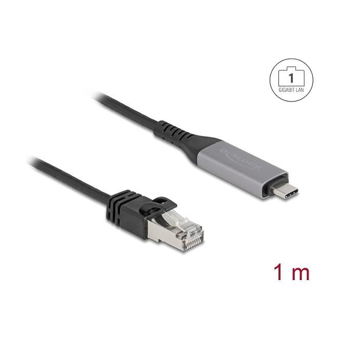 Kabllo për Rrjet DeLOCK 60759, USB-C në RJ45, 1m, Cat6, Gigabit Ethernet 1000Mbps - Zezë/Antracit - 2