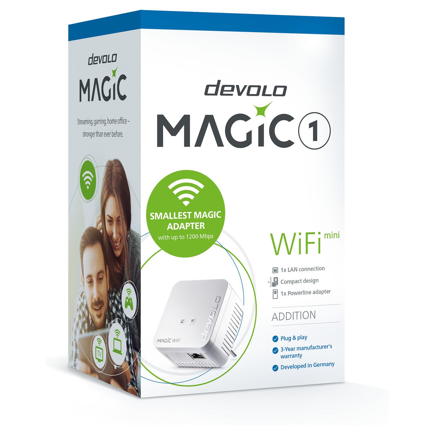Power-LAN devolo Magic 1 WiFi mini, 1200Mbps, G.hn, Wi-Fi 4 300Mbps, 1× Fast Ethernet 10/100Mbps, Mesh, MIMO - Bardhë - 4