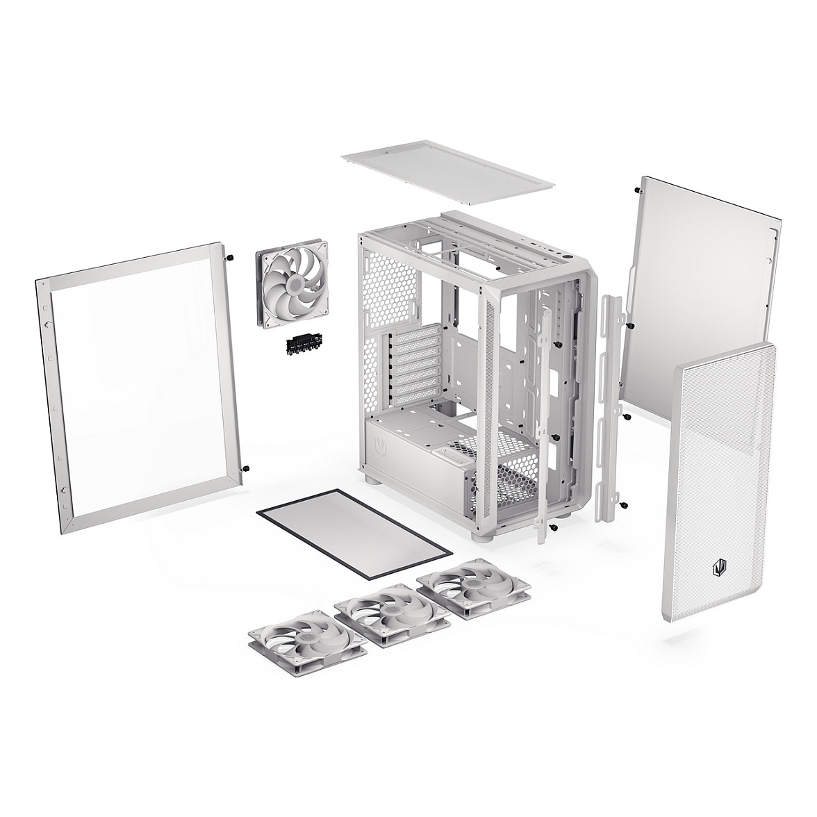 Kasë PC ENDORFY Arx 500 ARGB White / Mid Tower / ATX / 3x 140mm Front + 1x 140mm Rear Fan / ARGB / Mesh - Bardhë - 31