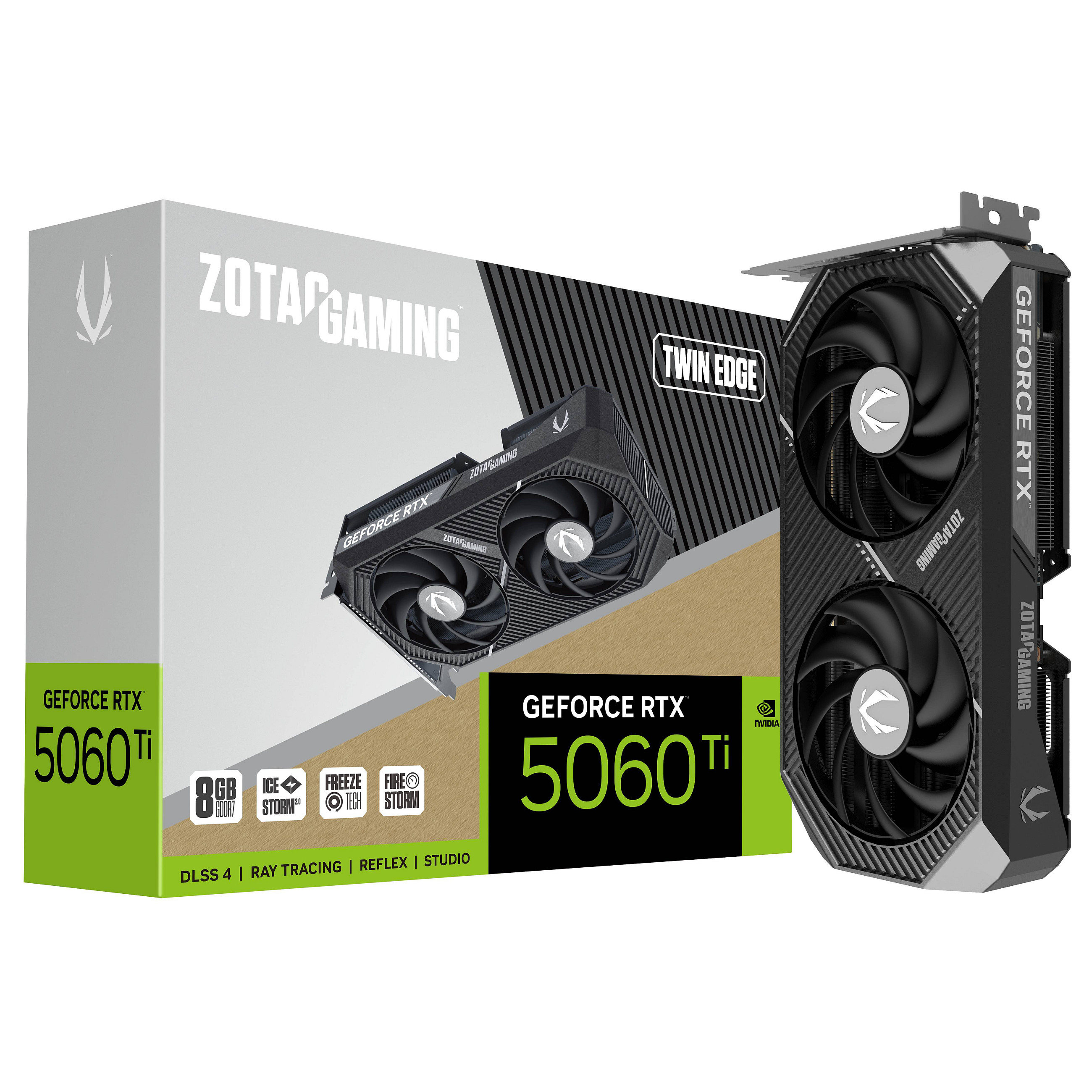 Kartë Grafike NVIDIA ZOTAC GAMING GeForce RTX 5060 Ti Twin Edge / 8GB GDDR7 / PCIe 5.0 / Dual Fan – Zezë - 8