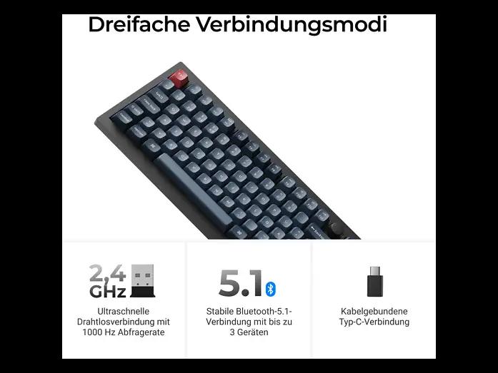 Tastierë me Kabllo Keychron V6 Max / Mekanike / Wireless / USB - C / QWERTZ / 4000 mAh – Zezë/Blu - 4