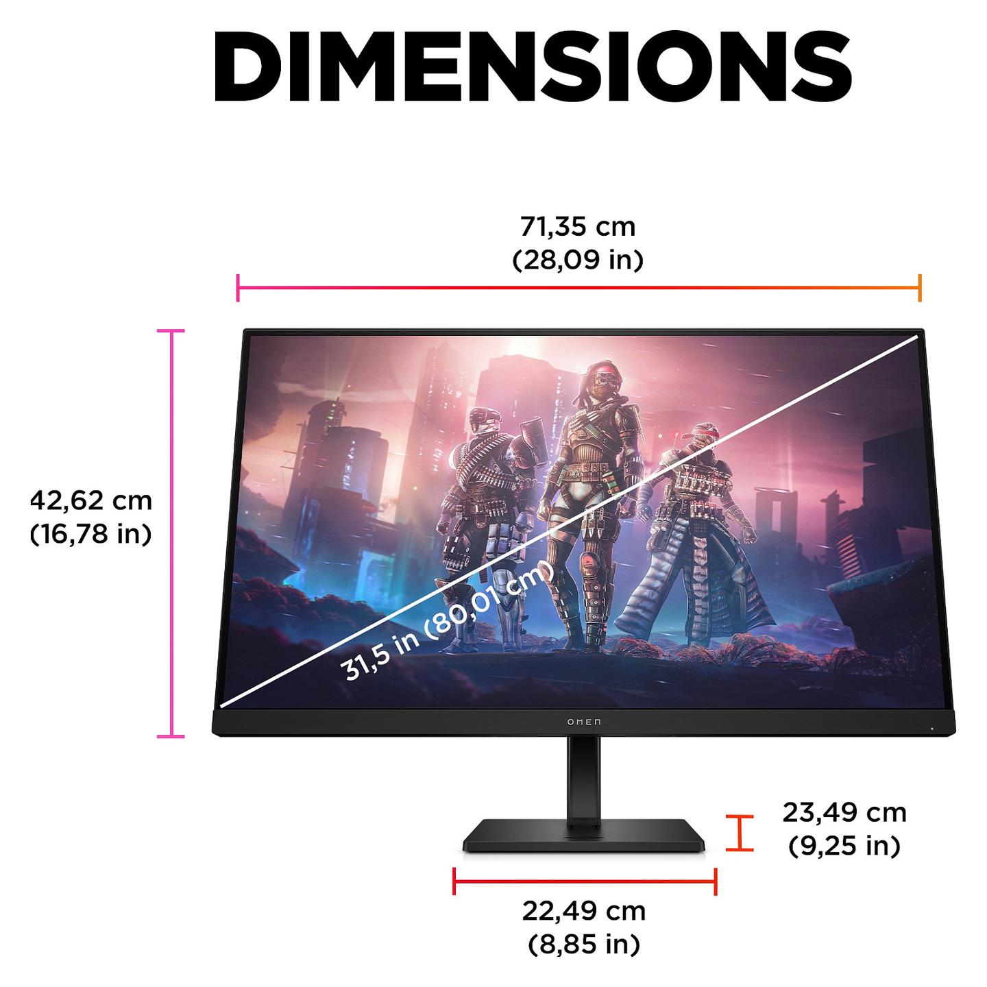 Monitor Gaming HP OMEN 32q, 31.5", QHD IPS, 165Hz, 1ms, HDMI + DisplayPort - Zezë - 10