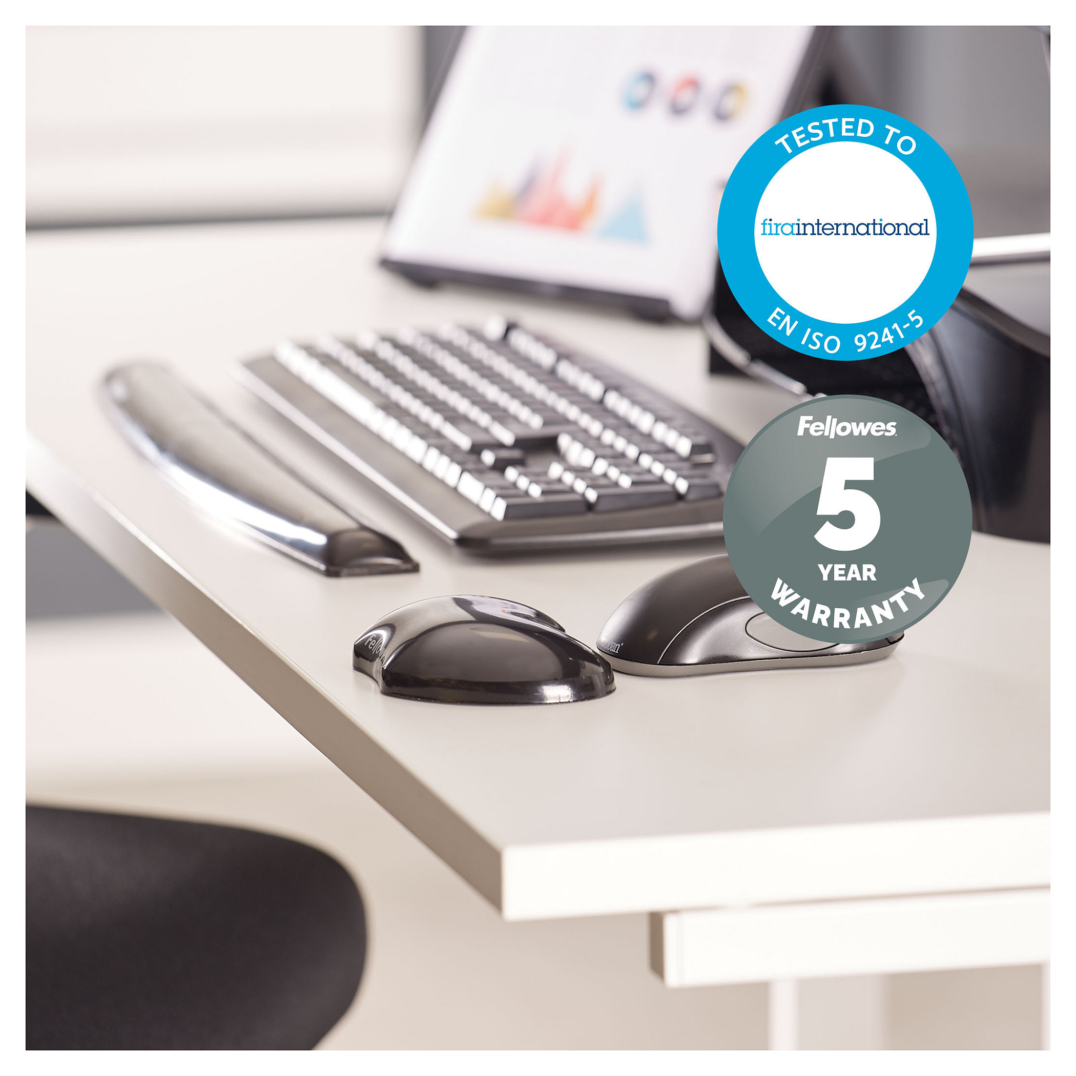 Mbështetës Kyçi Fellowes 9112301 Flex Rest / Xhel Ergonomik / Rezistent ndaj Njollave / 122 × 88 × 18 mm - Zezë - 4