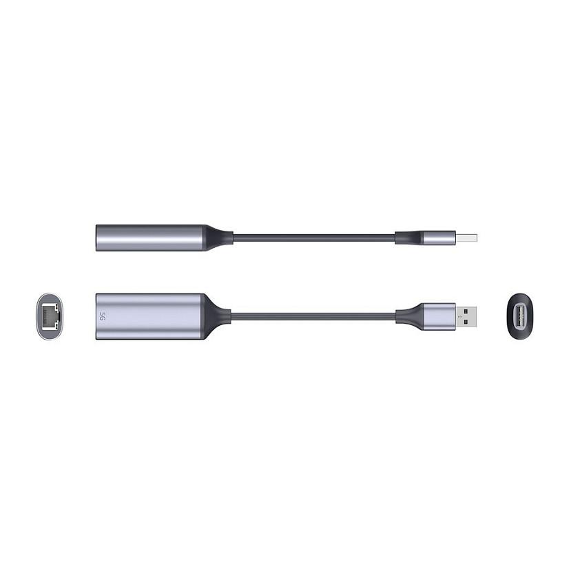 Adapter VALUE 12.99.1127, USB 3.2 Gen 1, USB-A Mashkull në RJ45 Femër, 5Gbps, 13cm - Zezë/Argjend - 2