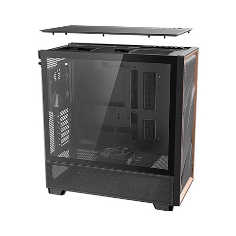 Kasë PC Antec FLUX / Midi Tower / E-ATX + ATX / 3x 120mm + 1x 140mm Fan / Tempered Glass + Wood - Zezë - 17