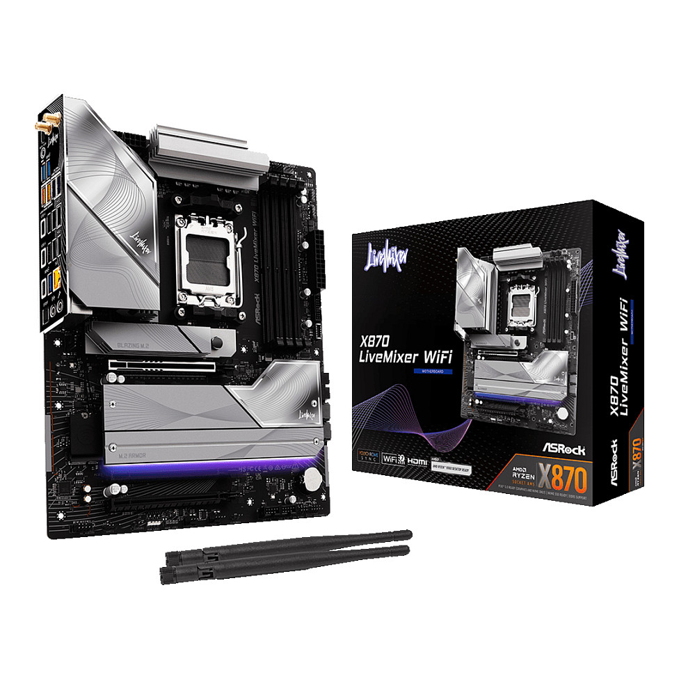 Pllakë Amë ASRock X870 LiveMixer WiFi / AMD AM5 / X870 / DDR5 / ATX / Wi-Fi 7 / 2.5GbE LAN - 6