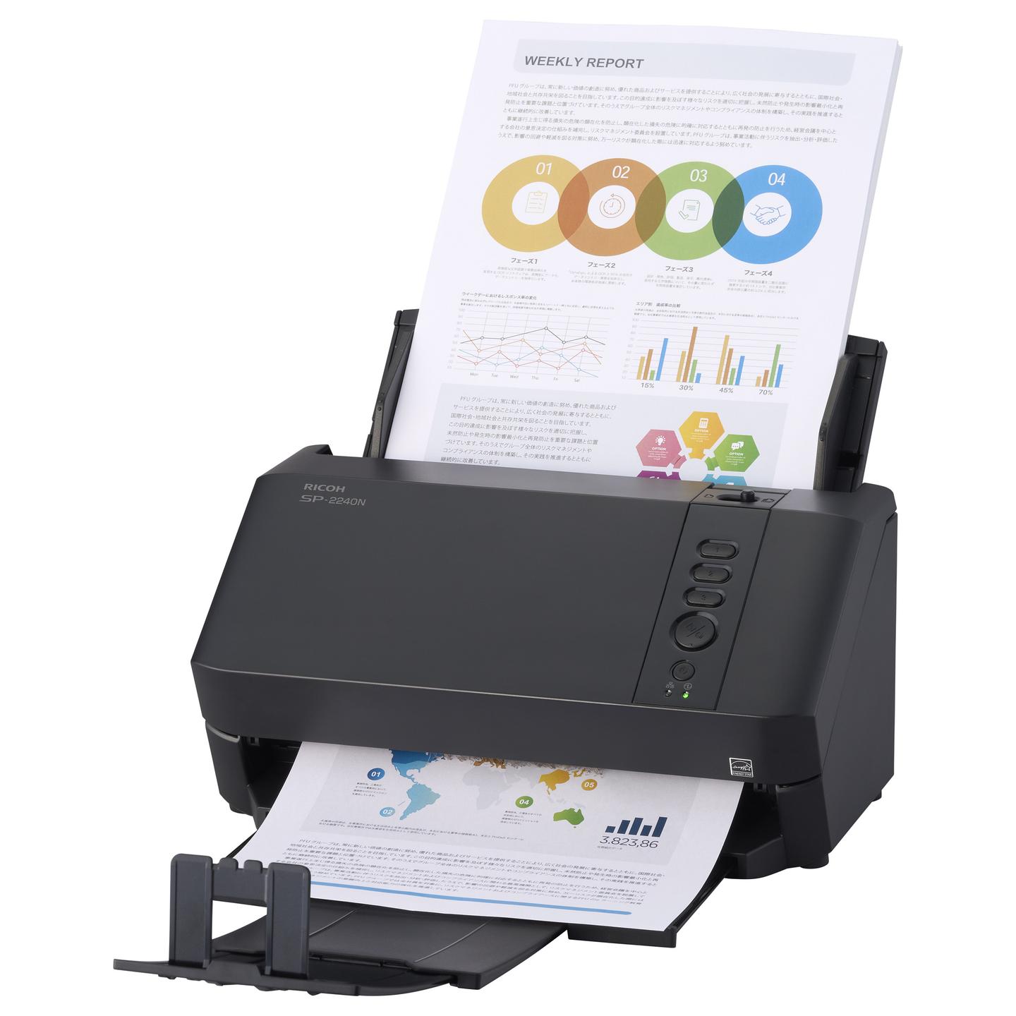 Skaner RICOH SP-2240N / A4 / Duplex / 600 DPI / 40 ppm / 80 ipm / ADF 80 Fletë / USB 3.2 / Ethernet - Zezë - 3