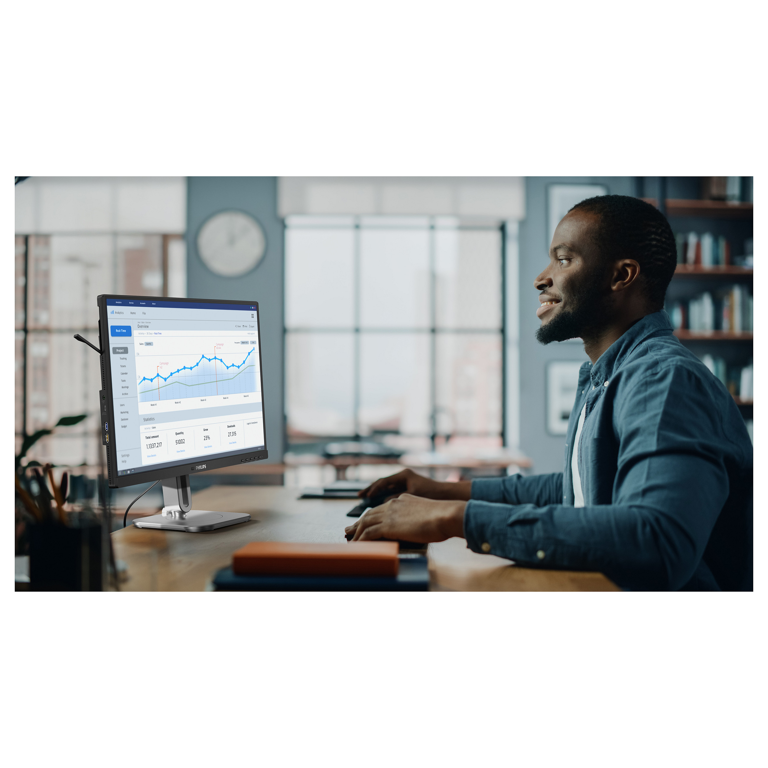 Monitor Philips 4000 Series 24B2U4301 / 23.8" / Full HD IPS / 120Hz / 4ms / HDMI+DisplayPort+USB-C - Hiri - 14