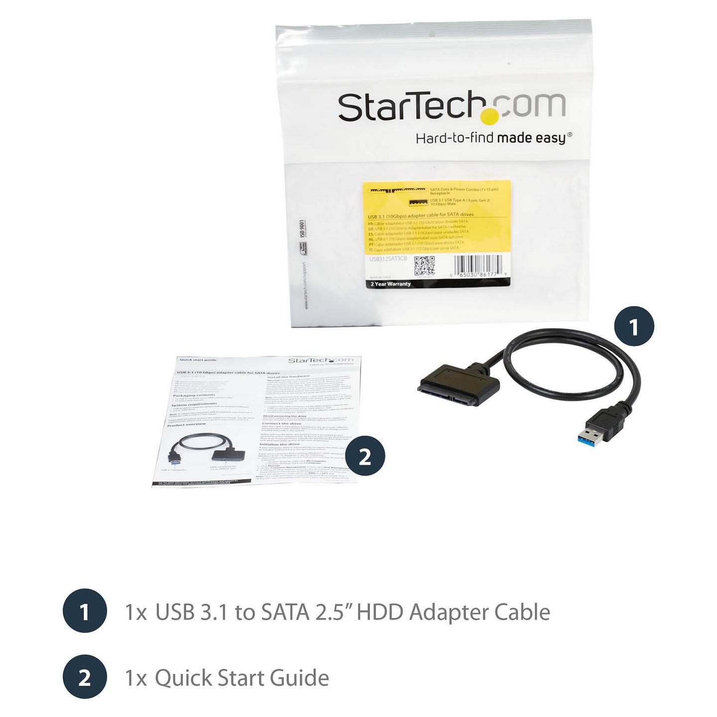 Kabllo USB StarTech.com USB312SAT3CB, USB 3.1 Gen 2, USB-A në SATA 2.5", 10 Gbps, UASP, 0.5 m - Zezë - 11
