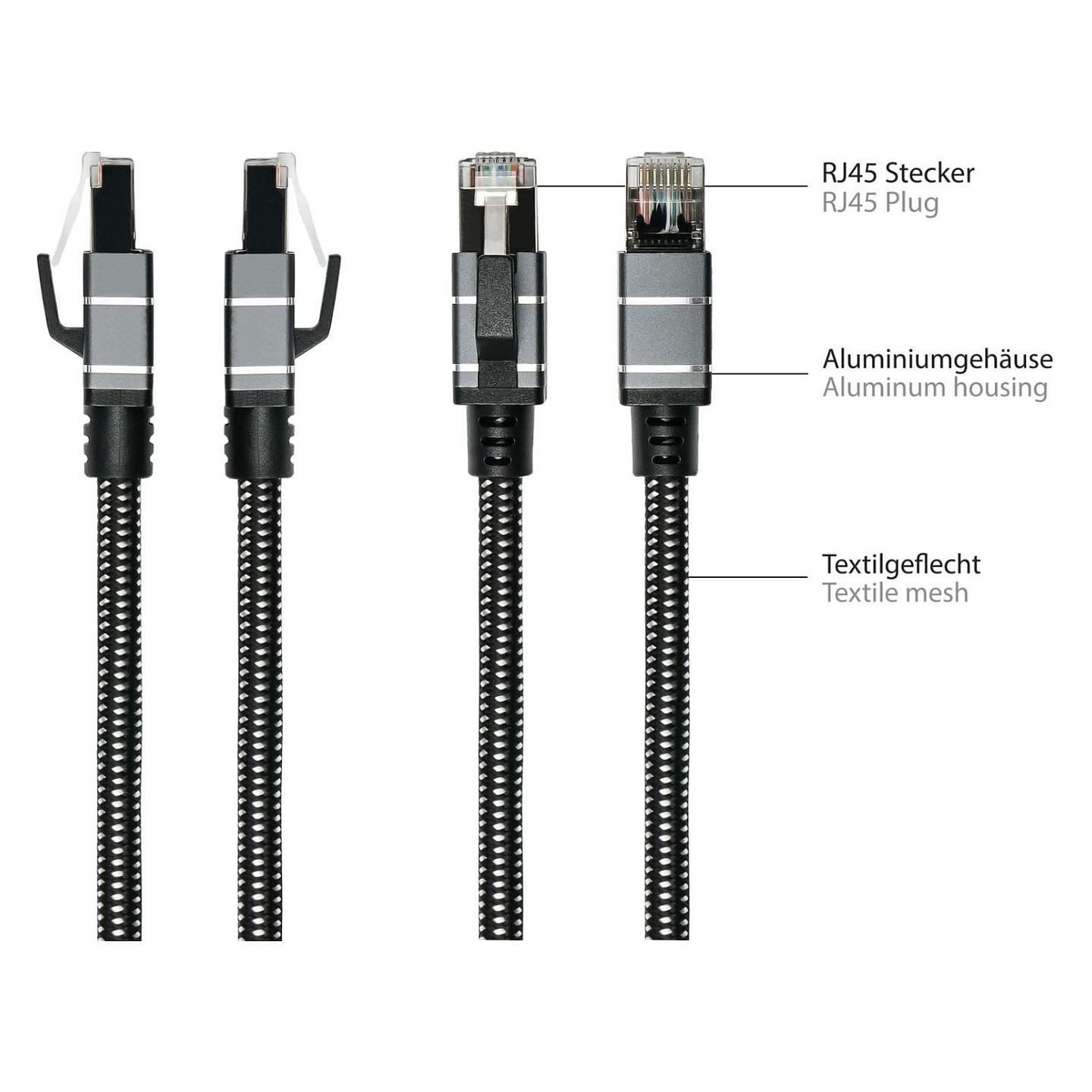 Kabllo për Rrjet Alcasa 2045-CT020A / USB-C Mashkull → RJ-45 Mashkull / Gigabit Ethernet / 1000 Mbit/s / F/UTP / 2m - Antracit - 5