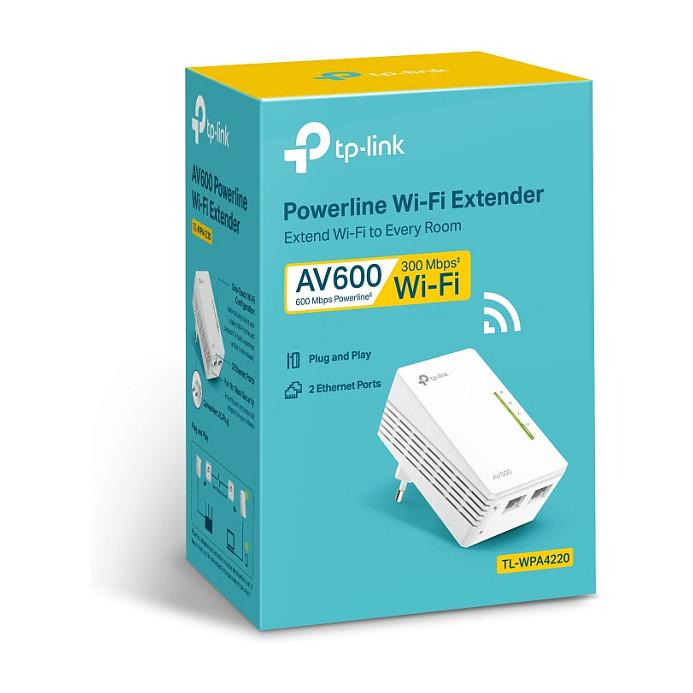 Power-LAN TP-Link TL-WPA4220, 500Mbps, HomePlug AV, Wi-Fi 4 300Mbps, 2× Fast Ethernet 10/100Mbps, 2.4GHz, 128-bit AES - Bardhë - 6