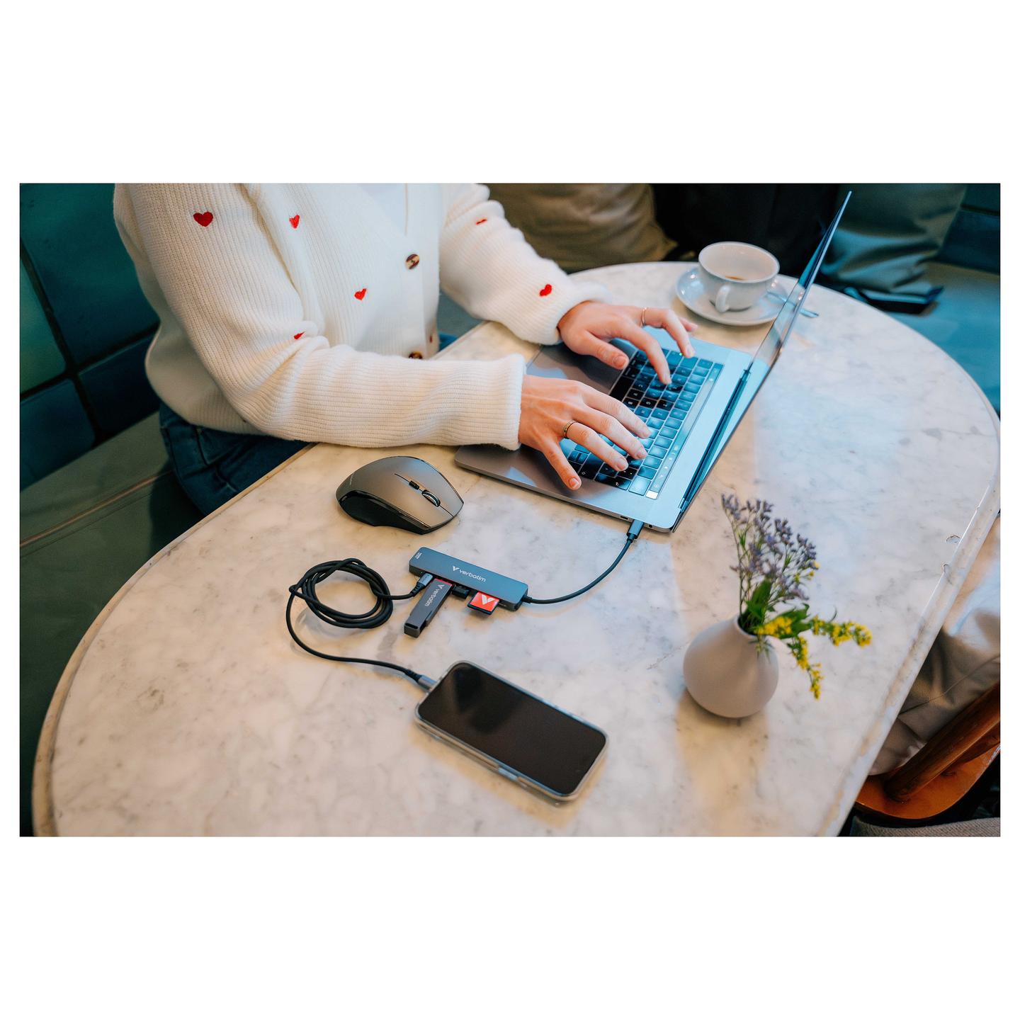 Hub USB-C Verbatim 32156, 6 Porta, HDMI 4K 30Hz, USB-A 3.2 Gen 1, USB-A 2.0, USB-C PD 100W, SD, microSD – Gri - 4