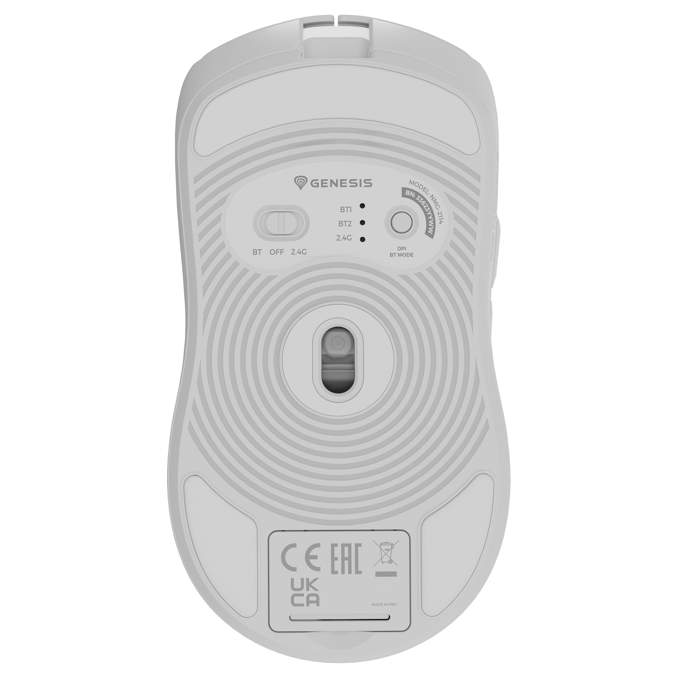 Maus Gaming Genesis Zircon 500 / Wireless / PMW3325 / 10.000 DPI / 2.4 GHz + Bluetooth - Bardhë - 8