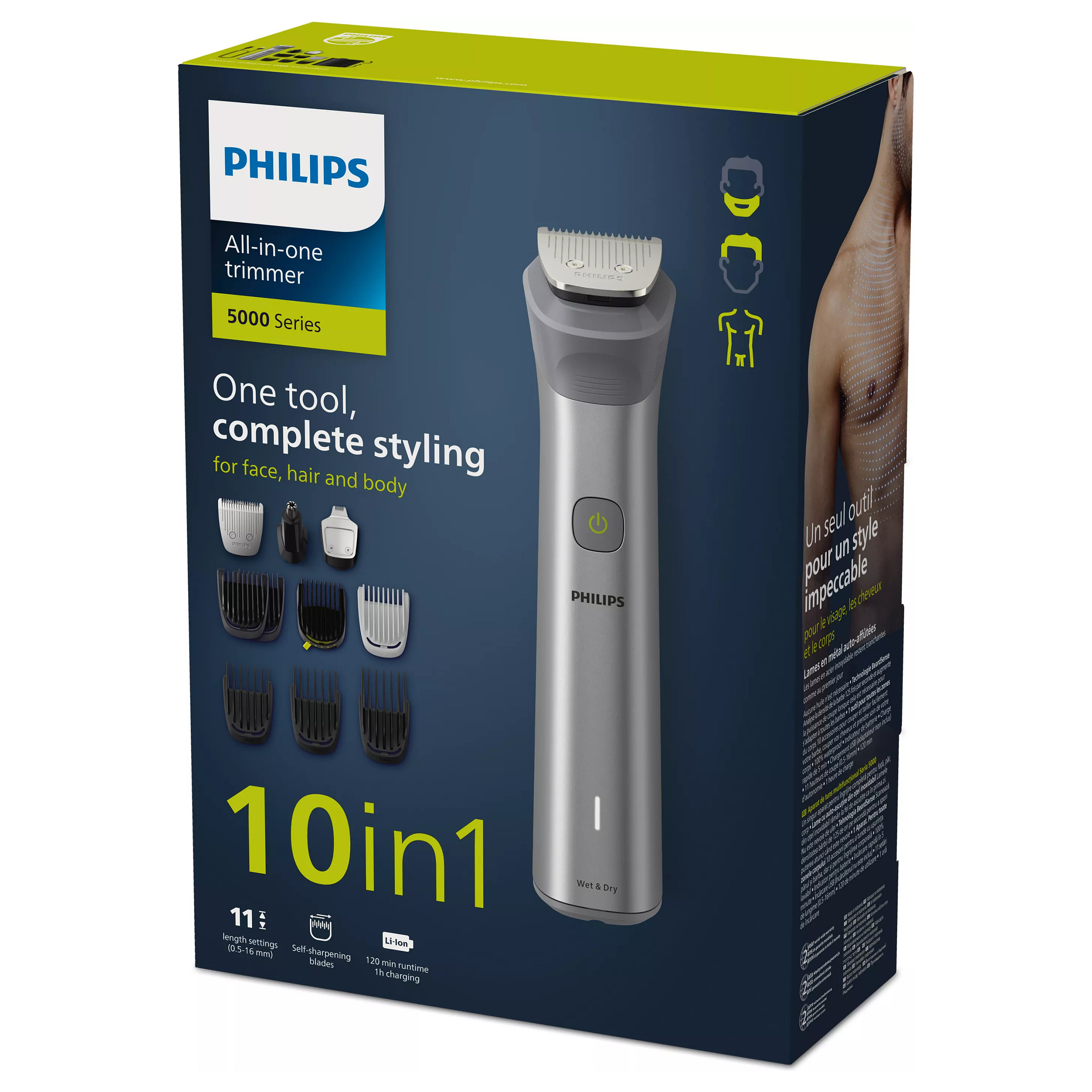 Makinë e rrojës Philips Series 5000 MG5920/15 / All-in-One 10-in-1 / BeardSense / 0.5–16mm / 120min / Wet & Dry – Gri - 3