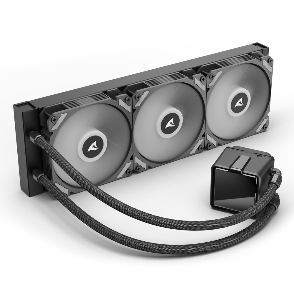 Ftohës për Procesor Sharkoon S60 ARGB / AIO Liquid Cooler / 360mm Radiator / 3×120mm ARGB PWM Fans – Zezë - 2