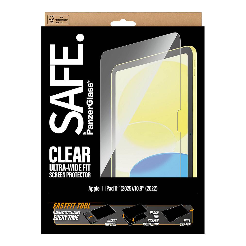 Mbrojtës për Ekran PanzerGlass SAFE., iPad 11" (2025), iPad 10.9" (2022), Ultra-Wide Fit, FASTFIT TOOL, Xham i Temperuar, 60% i Ricikluar - Transparent - 3