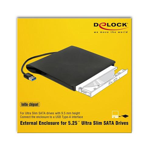 Kuti e jashtme për lexues optik DeLOCK 42603, Slim SATA 9,5 mm, USB-A 3.0, 5 Gbit/s - Zezë - 5