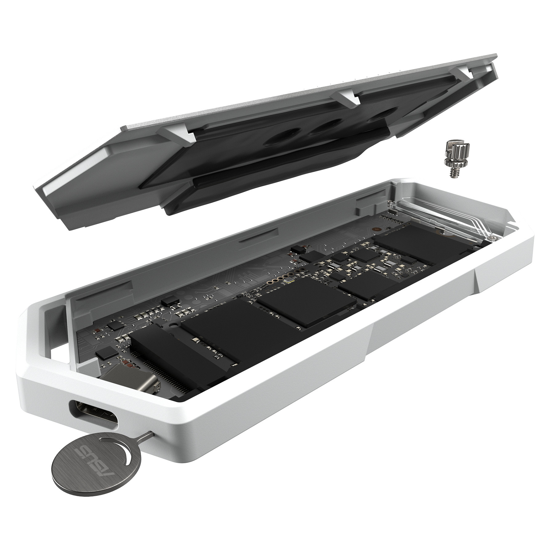 Këllëf për SSD M.2 ASUS ROG Strix Arion / PCIe / 10Gbps / USB Type-C - Bardhë - 8