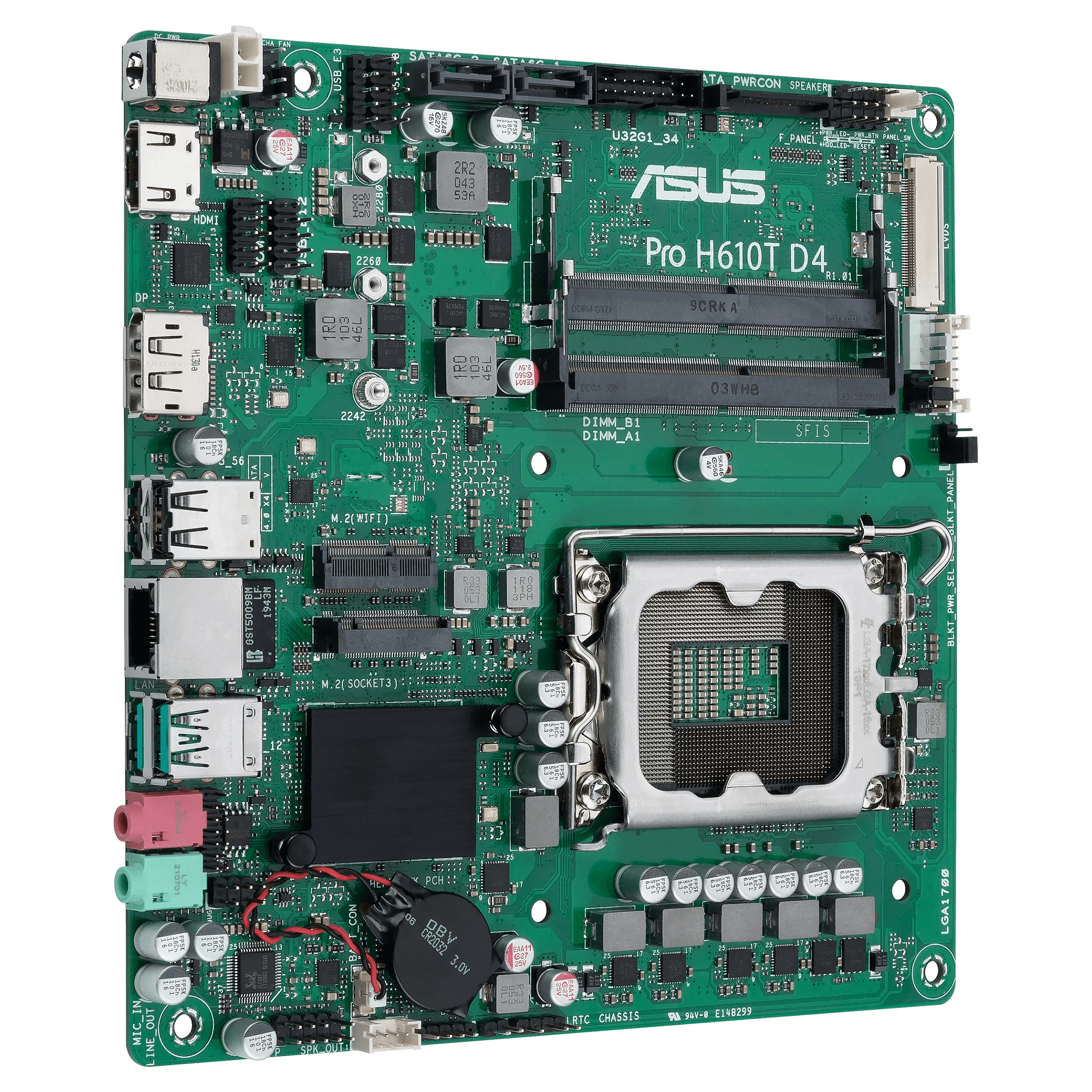 Pllakë Amë ASUS Pro H610T D4-CSM / Intel LGA1700 / H610 / DDR4 SO-DIMM / Thin Mini ITX / Gigabit LAN - 2