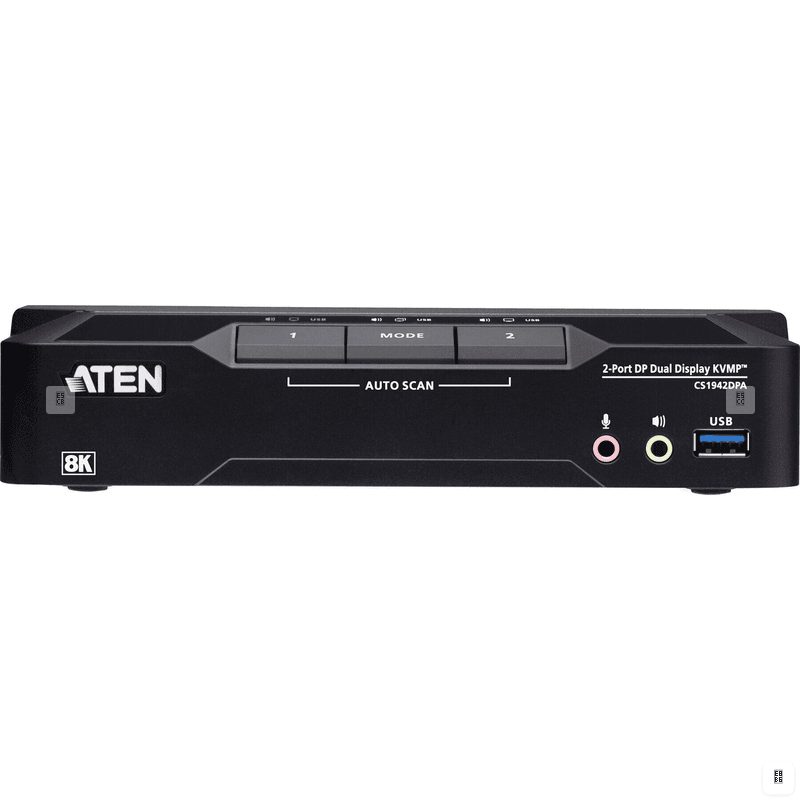 KVM Switch ATEN CS1942DPA-AT-G, 2 porta, Dual DisplayPort, USB 3.0, 8K 60Hz - Zezë - 2