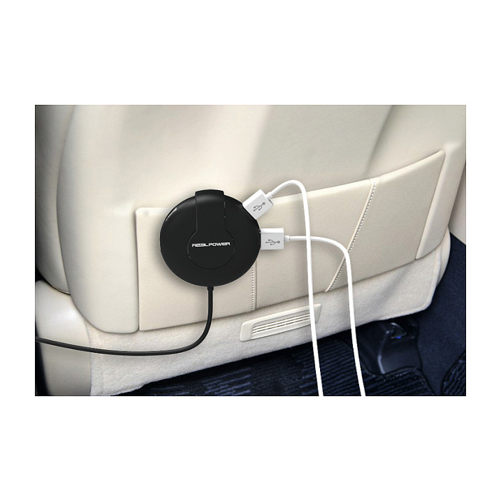 Adapter telefoni për veturë RealPower 195446 / 6x USB-A / 47W / 9-32V - Zezë - 3