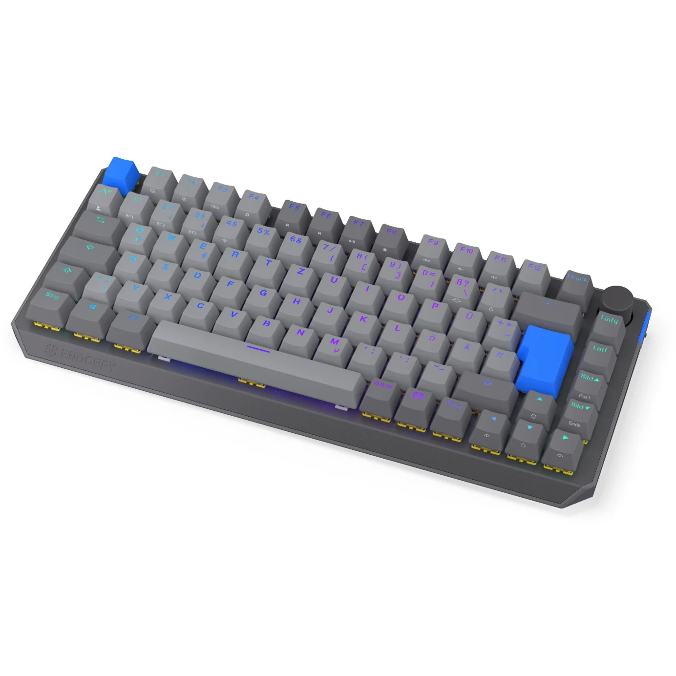 Tastierë Gaming ENDORFY Thock V2 75% / Wired & Wireless / DE / Mekanike / Yellow Switches / ARGB / Hot-Swap - Gri - 3