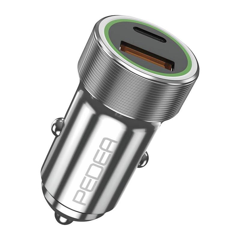 Adapter telefoni për veturë PEDEA KFZ-Lader Dual / USB-C + USB-A / 20W - Argjend - 4